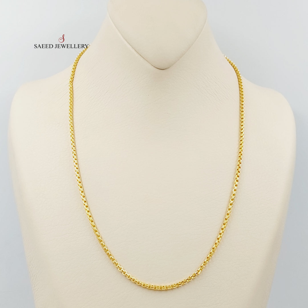(2.5mm) Box Chain 50cm Made Of 21K Yellow Gold by Saeed Jewelry-28641