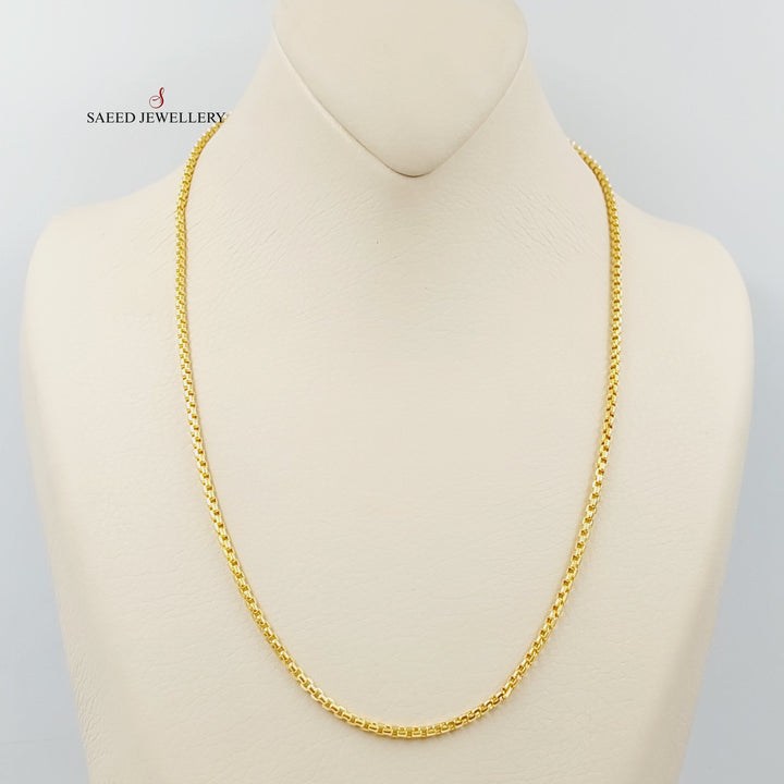 (2.5mm) Box Chain 50cm Made Of 21K Yellow Gold by Saeed Jewelry-28641