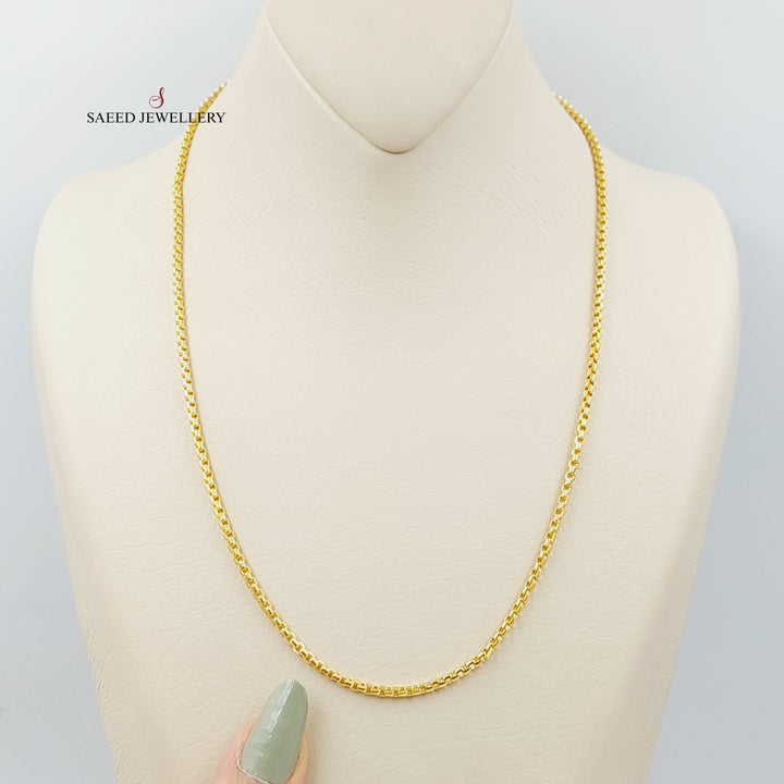 (2.5mm) Box Chain 50cm Made Of 21K Yellow Gold by Saeed Jewelry-28641