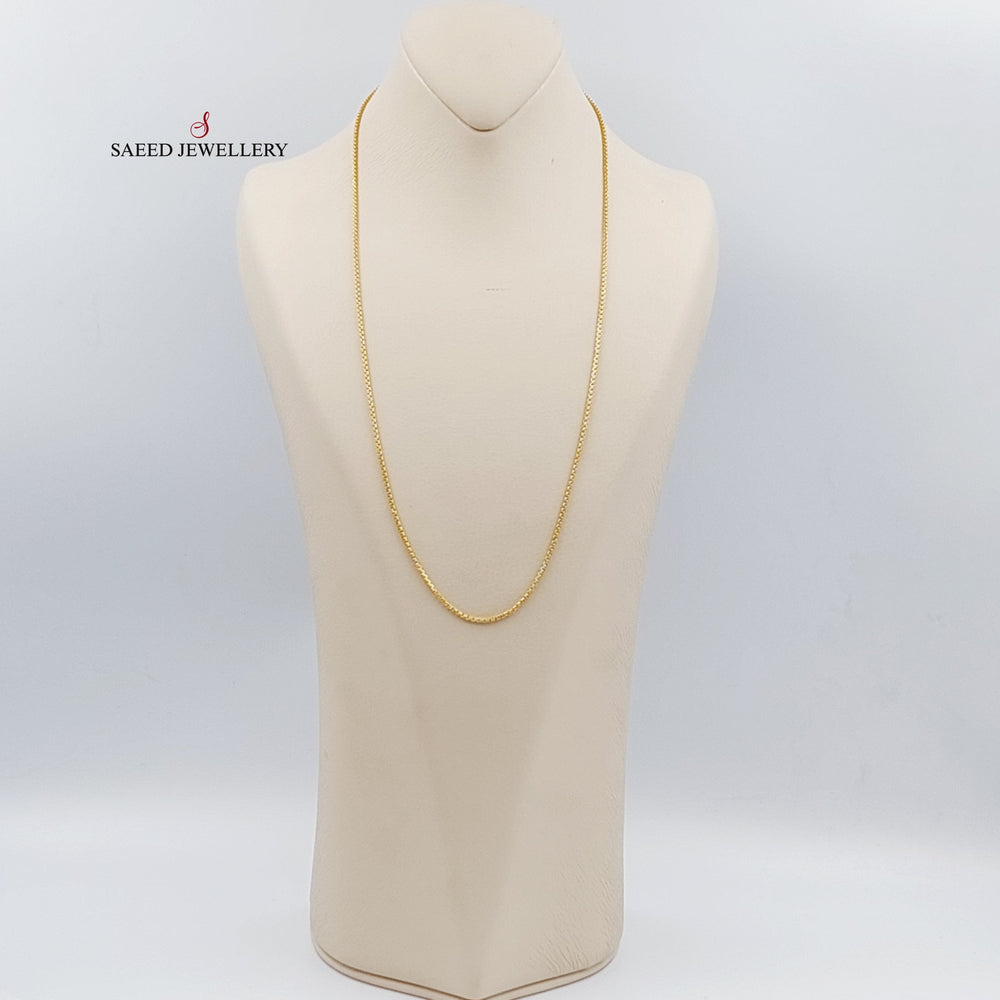 (2.5mm) Box Chain 60cm Made Of 21K Yellow Gold by Saeed Jewelry-28642