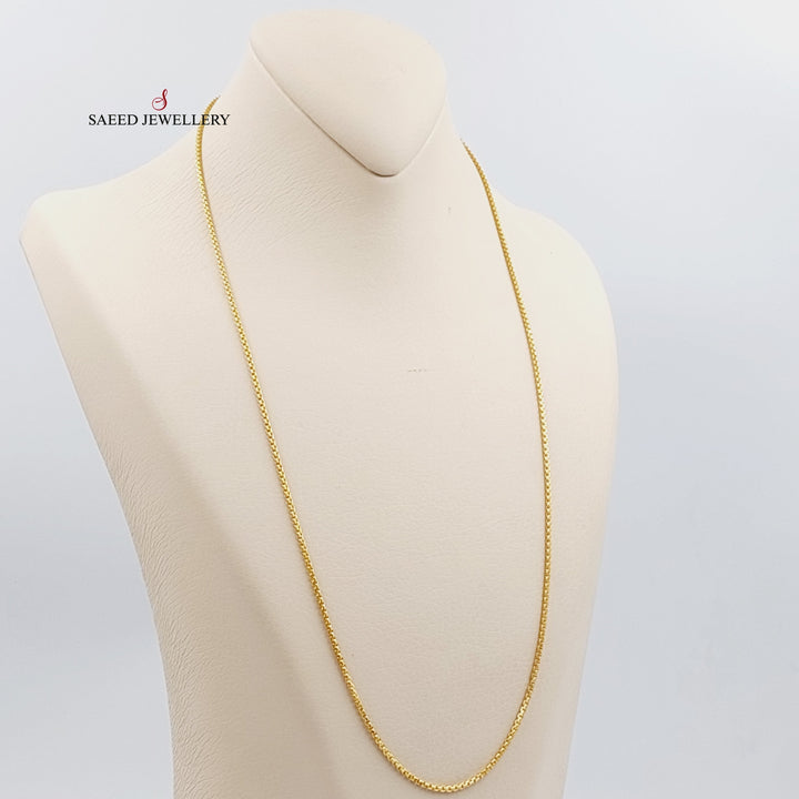 (2.5mm) Box Chain 60cm Made Of 21K Yellow Gold by Saeed Jewelry-28642