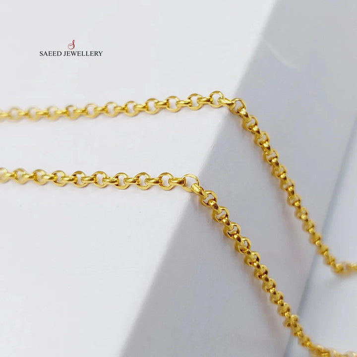 (2.5mm) Cable Link Chain 40cm Made Of 21K Yellow Gold by Saeed Jewelry-28631