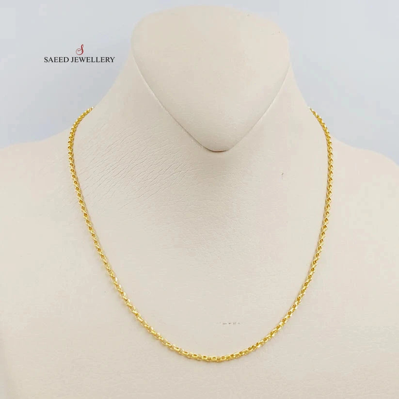 (2.5mm) Cable Link Chain 40cm Made Of 21K Yellow Gold by Saeed Jewelry-28631