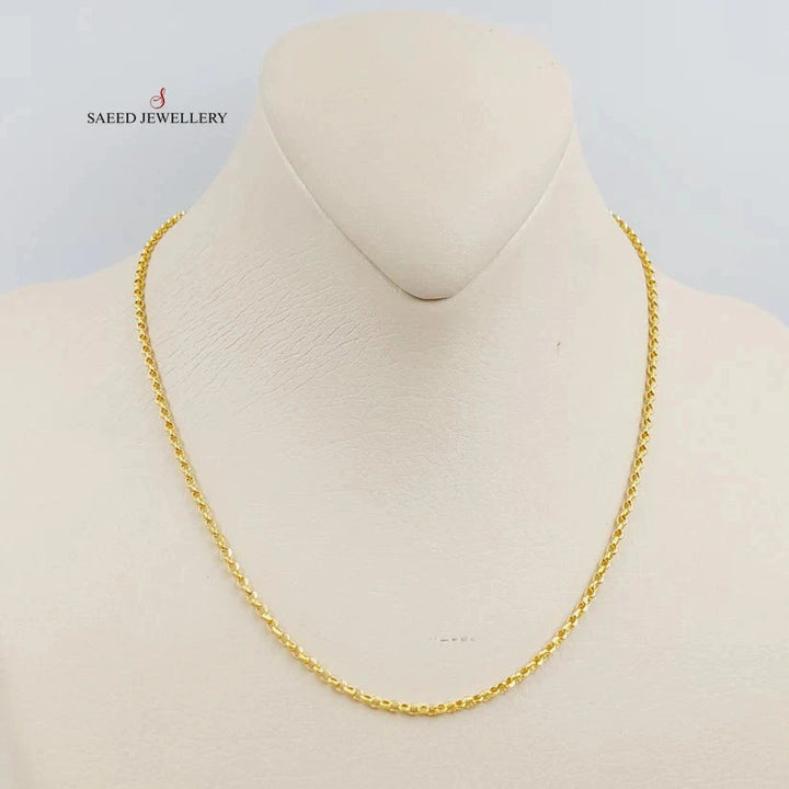 (2.5mm) Cable Link Chain 40cm Made Of 21K Yellow Gold by Saeed Jewelry-28631