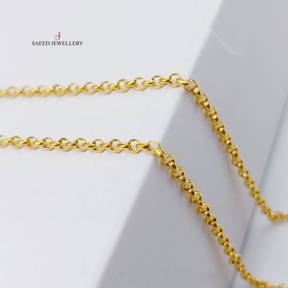 (2.5mm) Cable Link Chain 45cm Made Of 21K Yellow Gold by Saeed Jewelry-28604