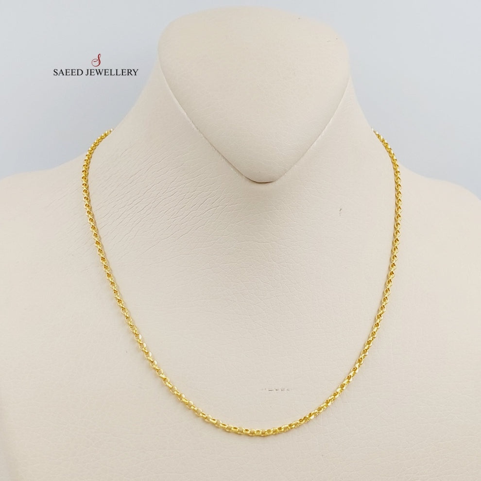(2.5mm) Cable Link Chain 45cm Made Of 21K Yellow Gold by Saeed Jewelry-28604