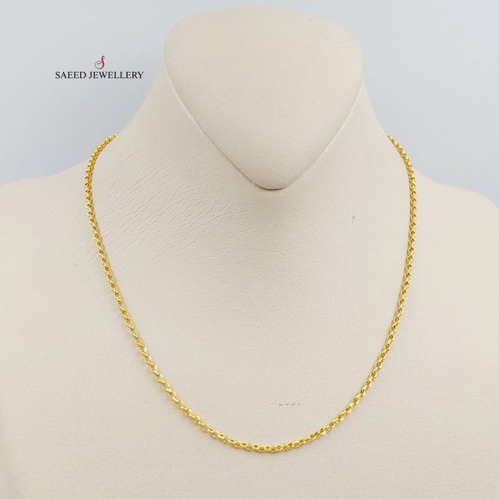 (2.5mm) Cable Link Chain 45cm Made Of 21K Yellow Gold by Saeed Jewelry-28604
