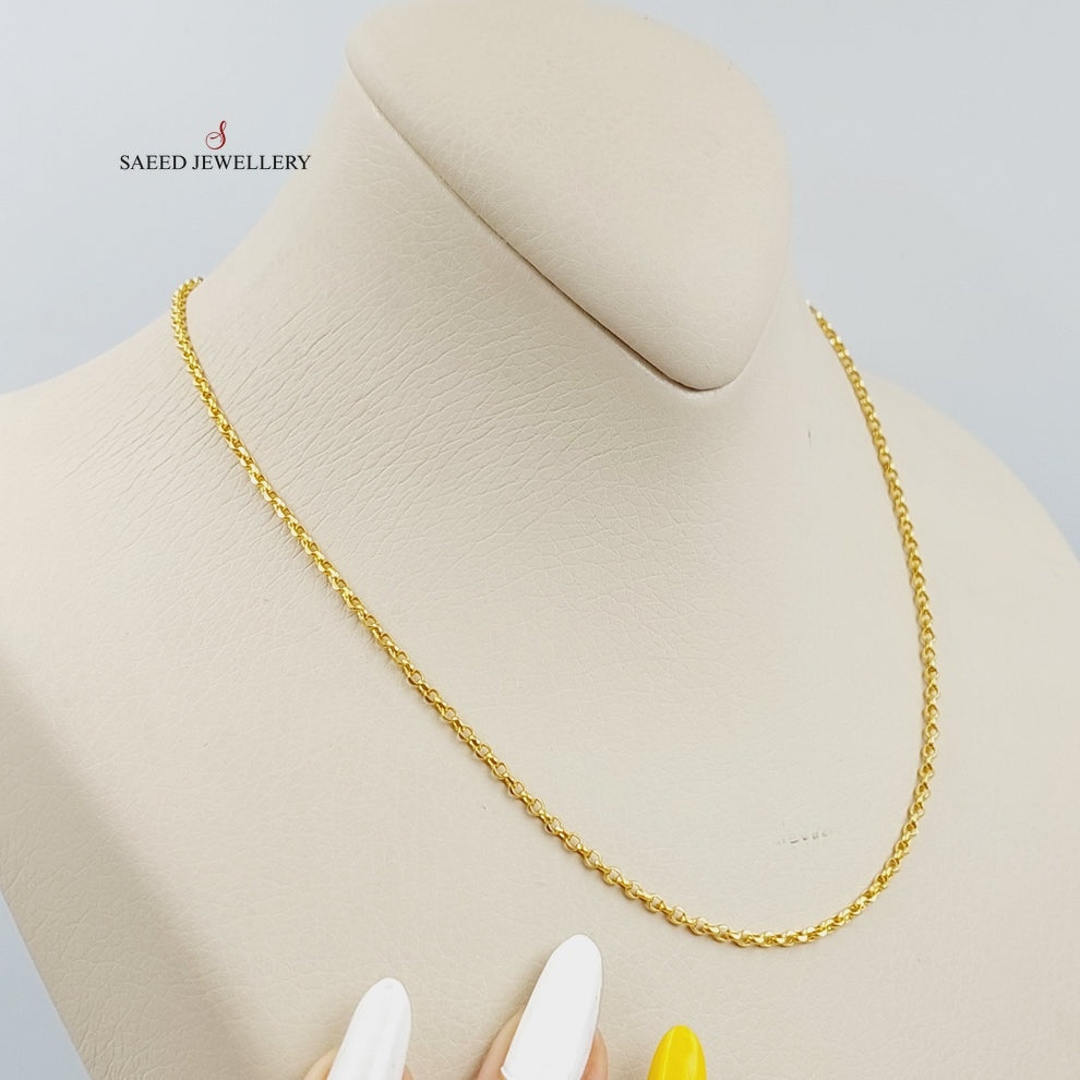 (2.5mm) Cable Link Chain 45cm Made Of 21K Yellow Gold by Saeed Jewelry-28604