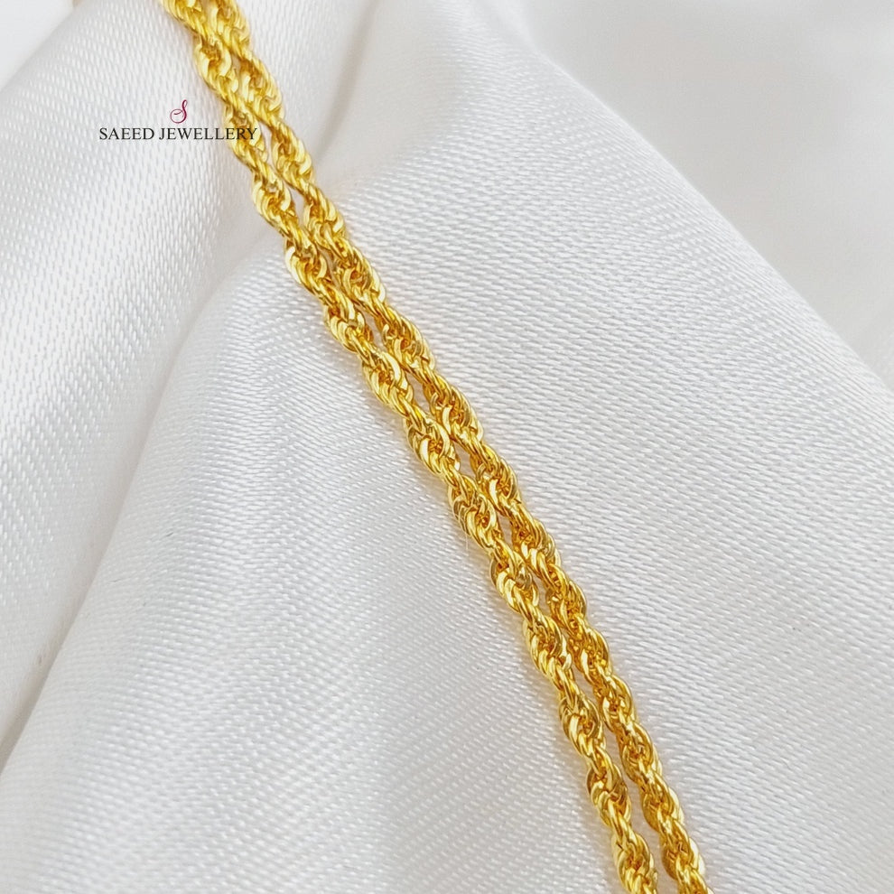 (2.5mm) Rope Chain 50cm Made Of 21K Yellow Gold by Saeed Jewelry-28671