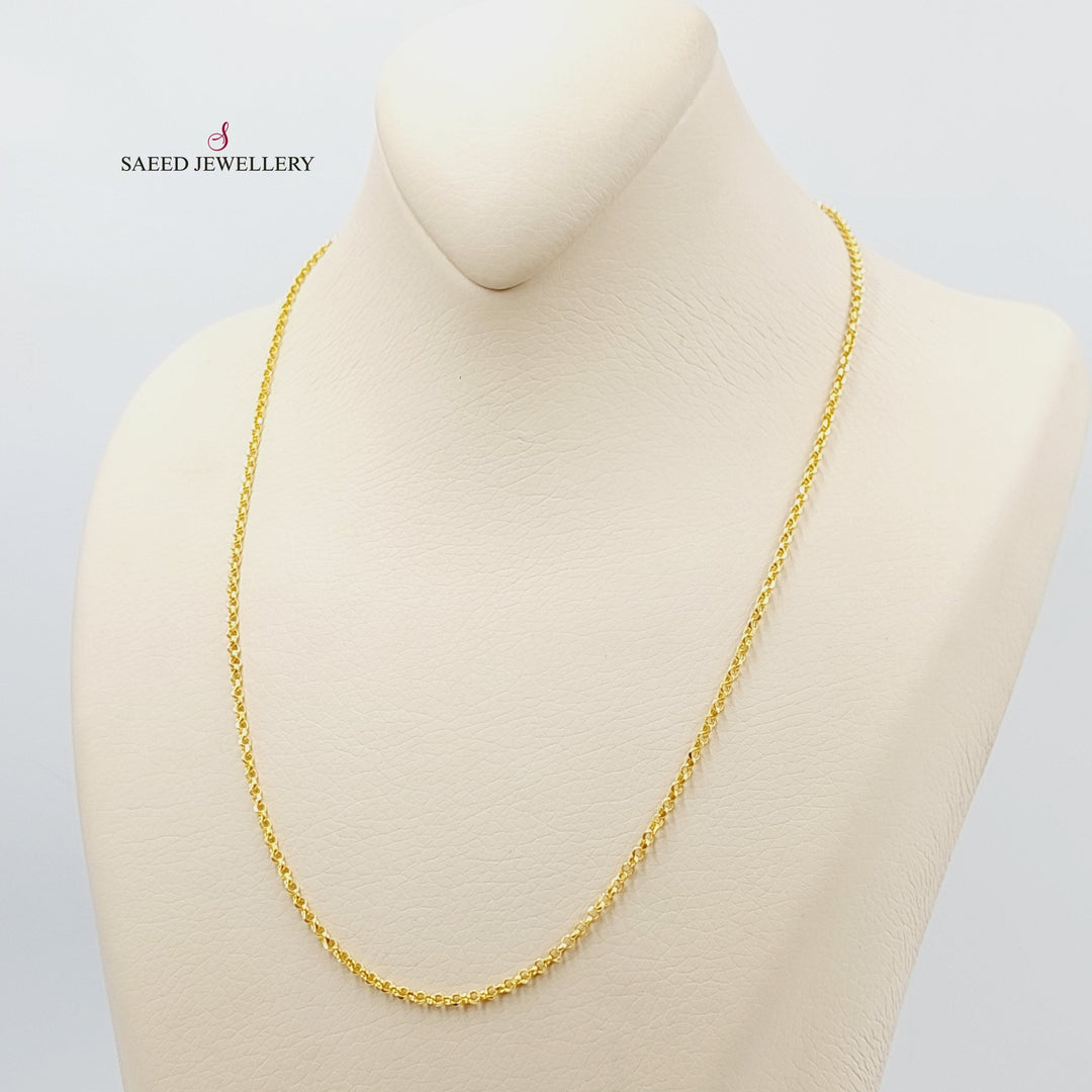 (2mm) Cable Link Chain 50cm Made Of 21K Yellow Gold by Saeed Jewelry-30445