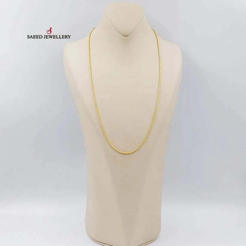 (2mm) Rope Chain 60cm Made Of 21K Yellow Gold by Saeed Jewelry-29093