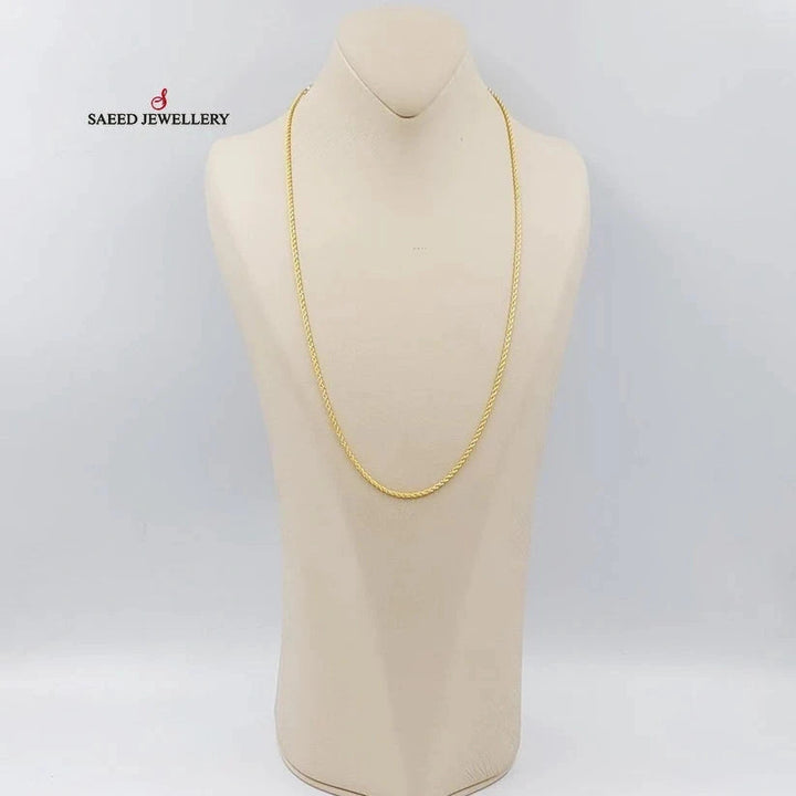(2mm) Rope Chain 60cm Made Of 21K Yellow Gold by Saeed Jewelry-29093