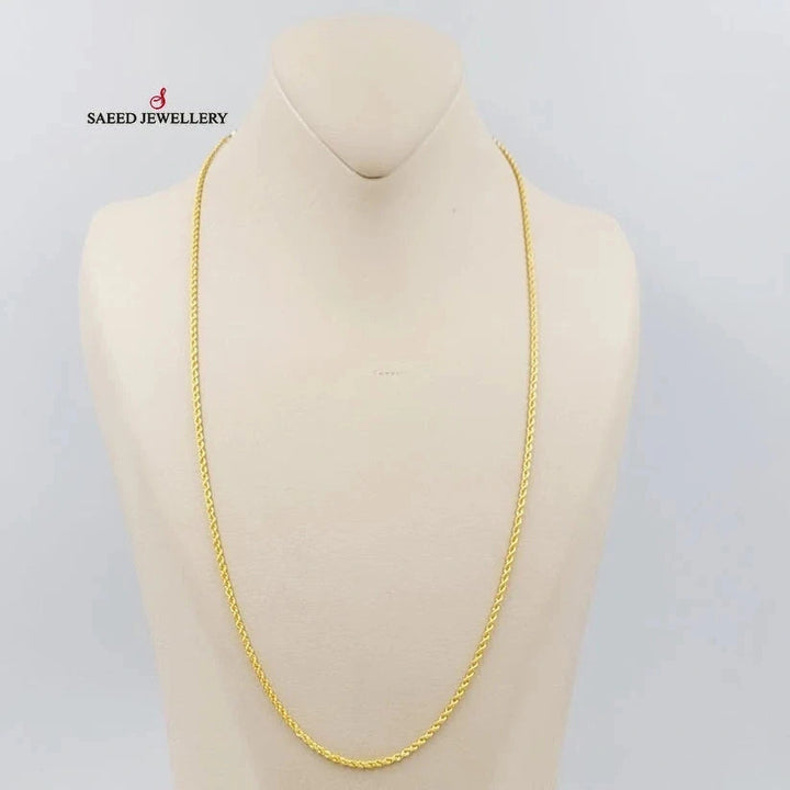 (2mm) Rope Chain 60cm Made Of 21K Yellow Gold by Saeed Jewelry-29093