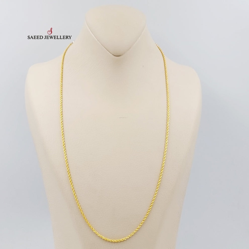 (2mm) Rope Chain 60cm Made Of 21K Yellow Gold by Saeed Jewelry-29126