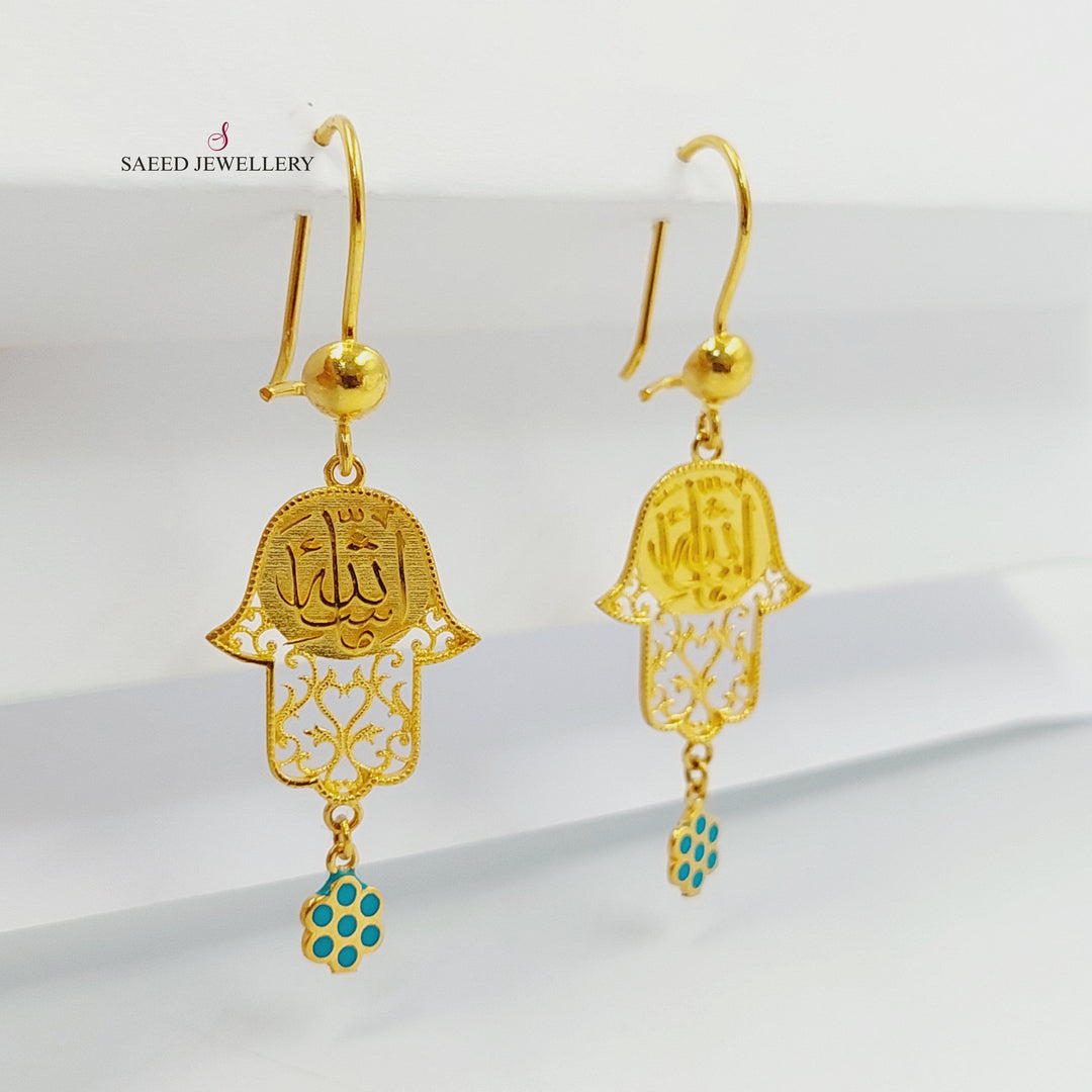 21K حلق كف مينا-مجوهرات الشيخ سعيد-Saeed Jewelry 