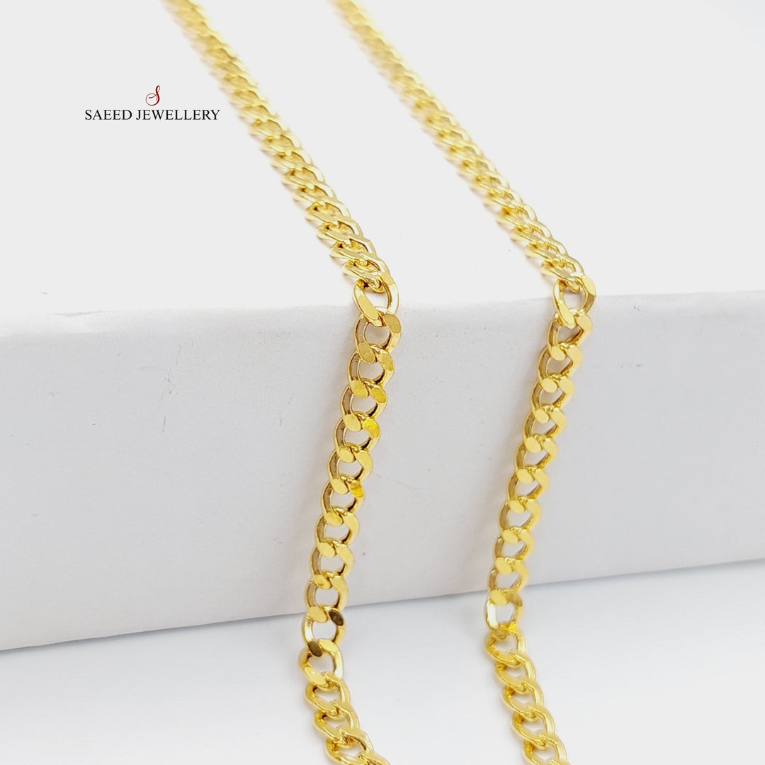 (3.5mm) Figaro Chain 55cm Made Of 21K Yellow Gold by Saeed Jewelry-28567