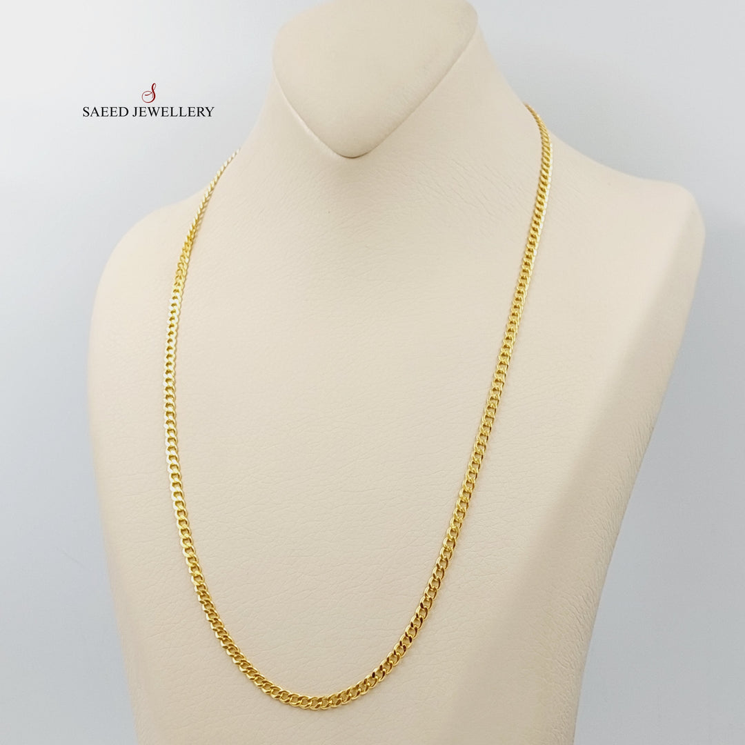(3.5mm) Figaro Chain 55cm Made Of 21K Yellow Gold by Saeed Jewelry-28567