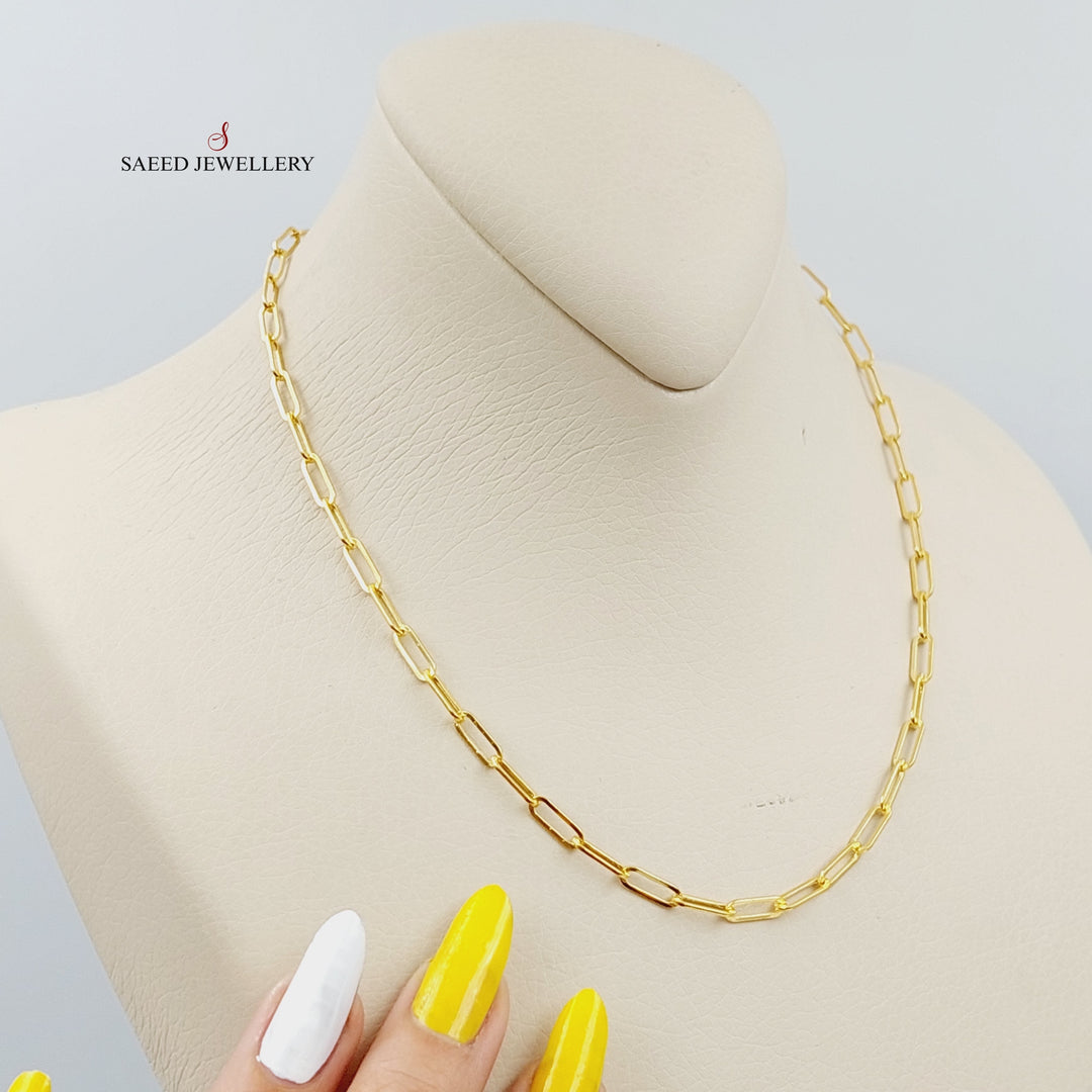 (3.5mm) Paperclip Chain 40cm Made Of 21K Yellow Gold by Saeed Jewelry-28676