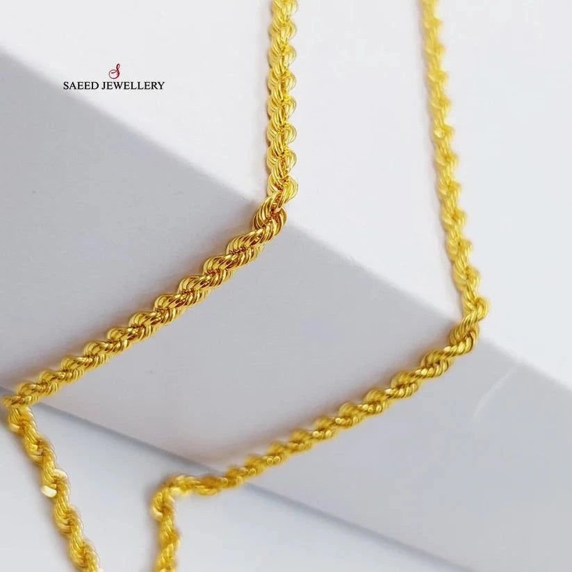 (3.5mm) Rope Chain 45cm Made Of 21K Yellow Gold by Saeed Jewelry-29092