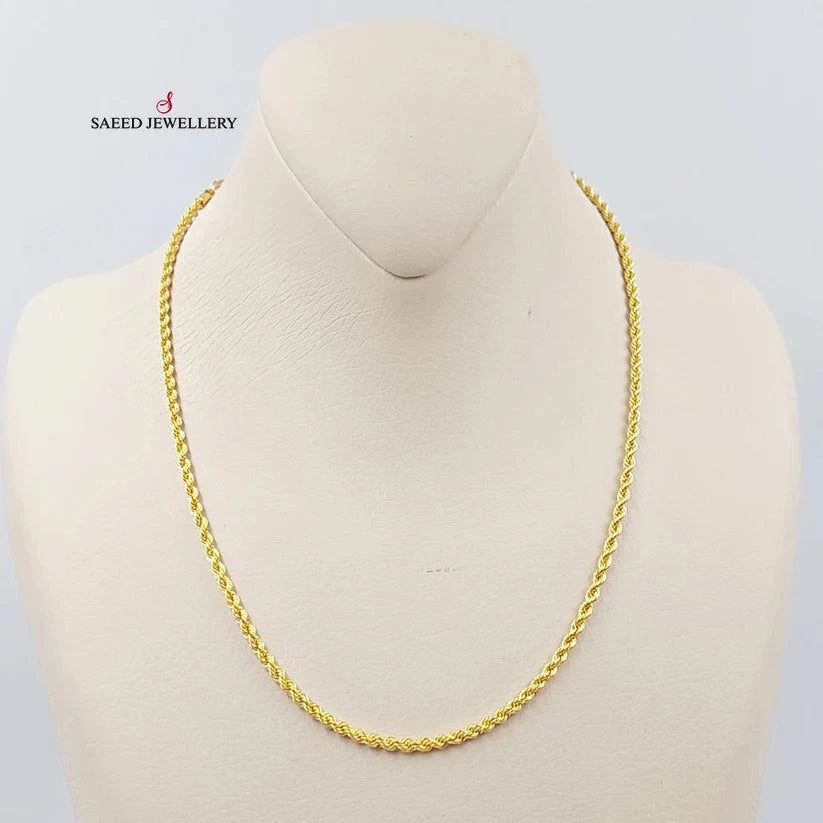 (3.5mm) Rope Chain 45cm Made Of 21K Yellow Gold by Saeed Jewelry-29092