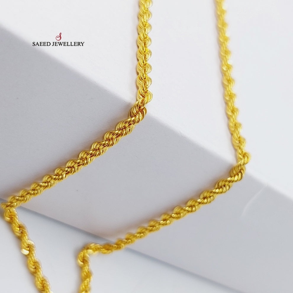 (3.5mm) Rope Chain 50cm Made Of 21K Yellow Gold by Saeed Jewelry-28665