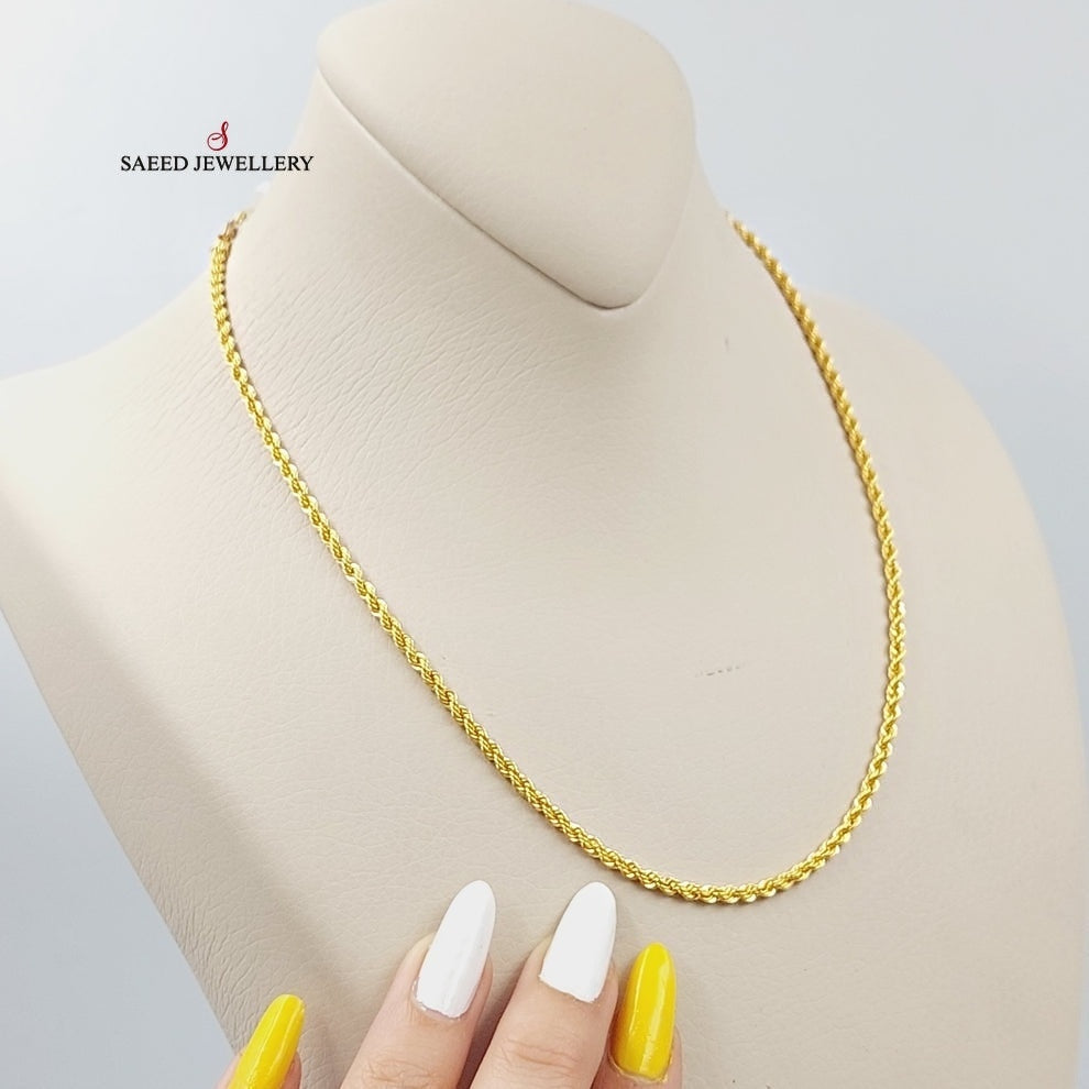 (3.5mm) Rope Chain 50cm Made Of 21K Yellow Gold by Saeed Jewelry-28665