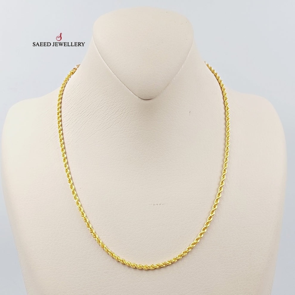 (3.5mm) Rope Chain 50cm Made Of 21K Yellow Gold by Saeed Jewelry-28665