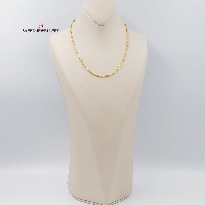 (3.5mm) Rope Chain 50cm Made Of 21K Yellow Gold by Saeed Jewelry-28665