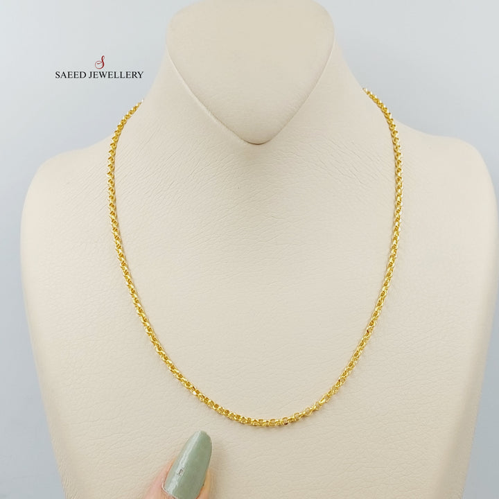(3mm) Cable Link Chain 45cm Made Of 21K Yellow Gold by Saeed Jewelry-28601