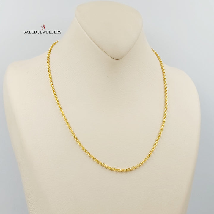 (3mm) Cable Link Chain 45cm Made Of 21K Yellow Gold by Saeed Jewelry-28601