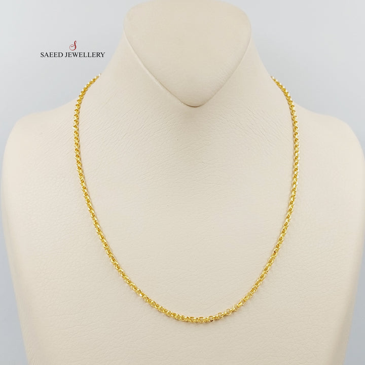 (3mm) Cable Link Chain 45cm Made Of 21K Yellow Gold by Saeed Jewelry-28601