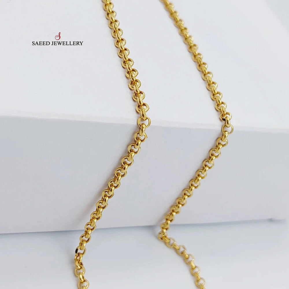 (3mm) Cable Link Chain 50cm Made Of 21K Yellow Gold by Saeed Jewelry-28636