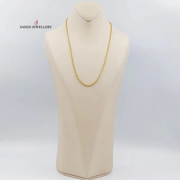 (3mm) Cable Link Chain 50cm Made Of 21K Yellow Gold by Saeed Jewelry-28636