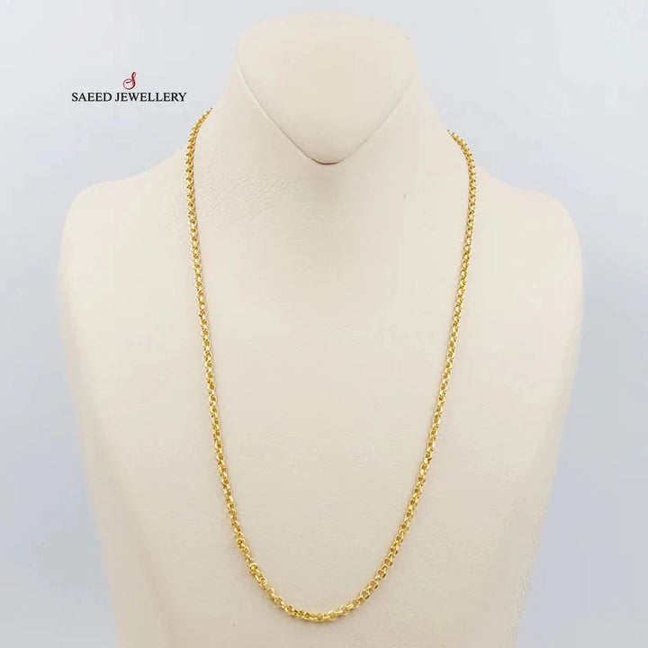 (3mm) Cable Link Chain 50cm Made Of 21K Yellow Gold by Saeed Jewelry-28636