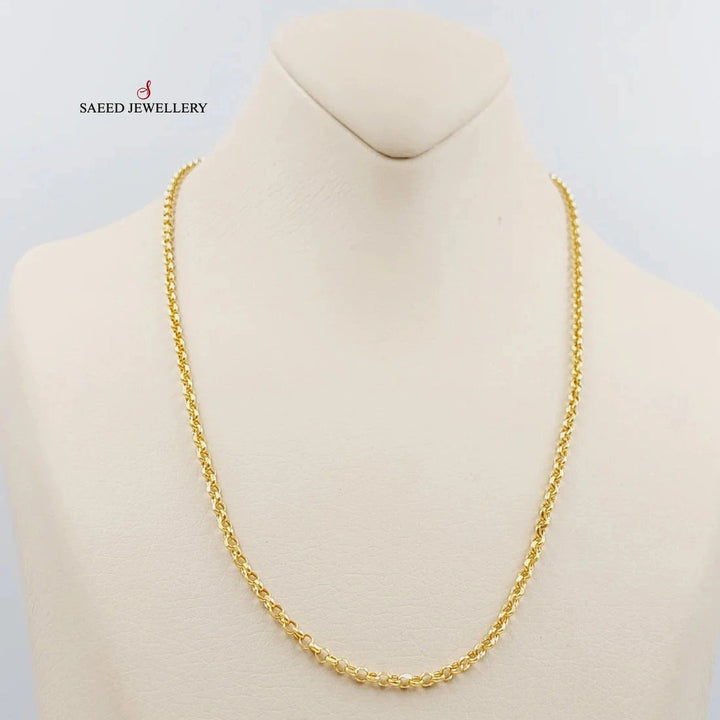 (3mm) Cable Link Chain 50cm Made Of 21K Yellow Gold by Saeed Jewelry-28636