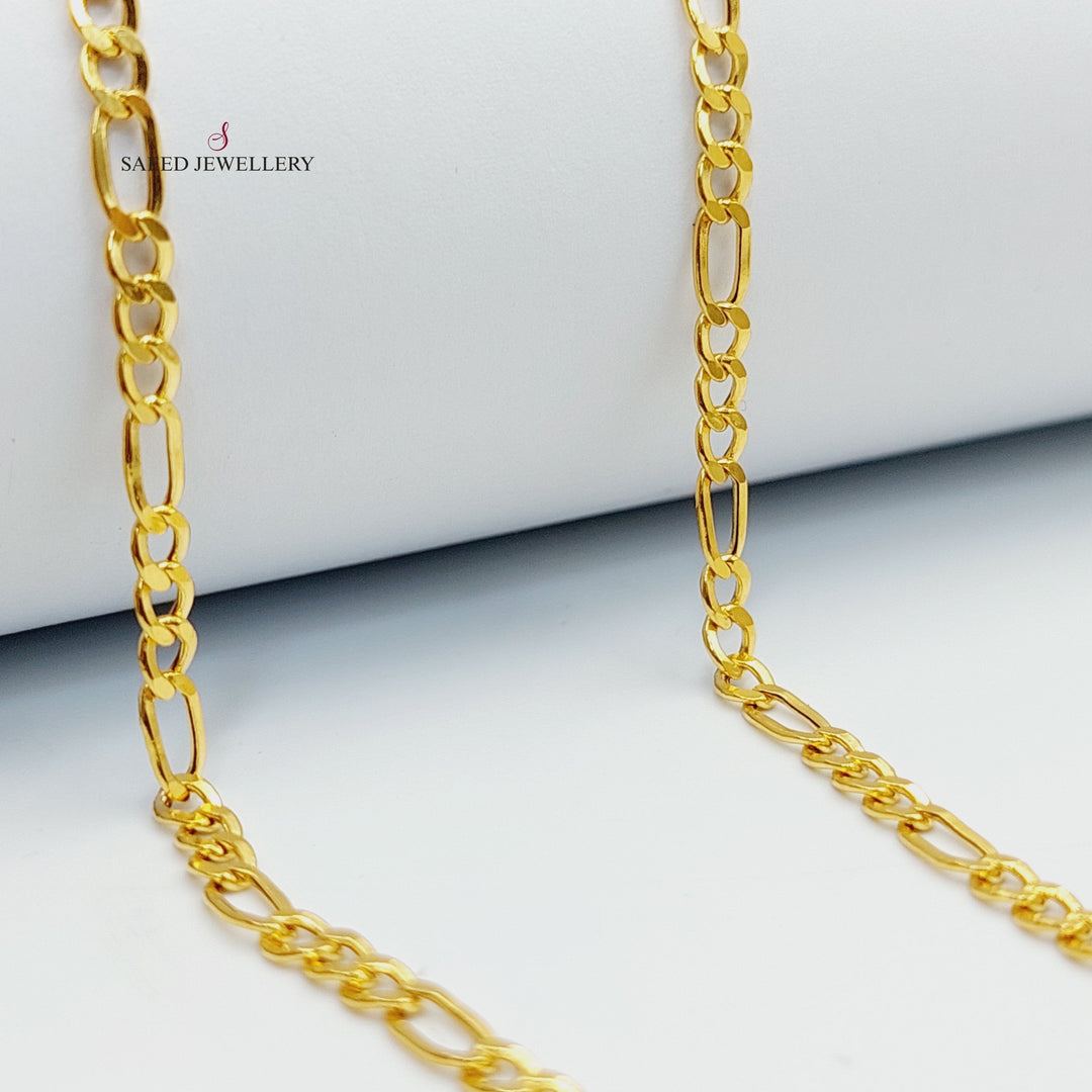 (3mm) Figaro Chain Made of 21K Yellow Gold by Saeed Jewelry-30902