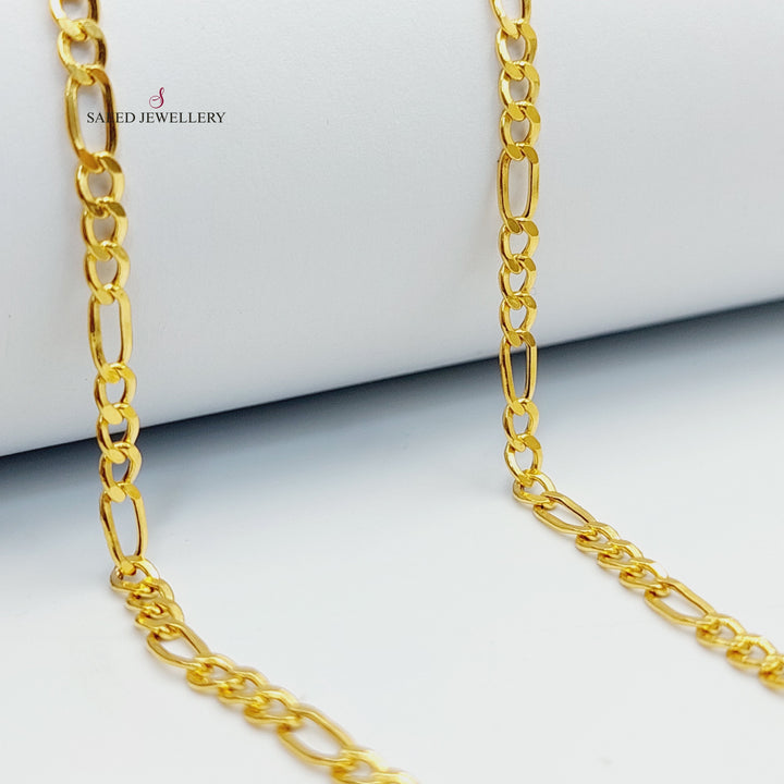 (3mm) Figaro Chain Made of 21K Yellow Gold by Saeed Jewelry-30902