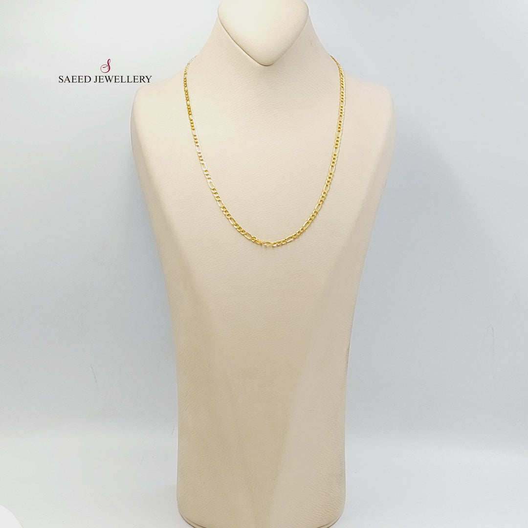 (3mm) Figaro Chain Made of 21K Yellow Gold by Saeed Jewelry-30902