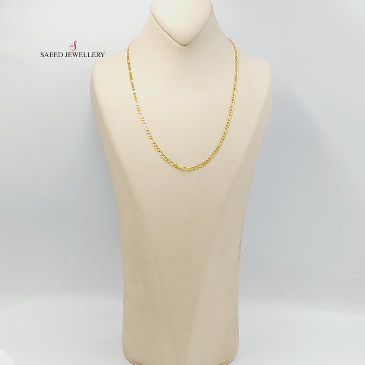 (3mm) Figaro Chain Made of 21K Yellow Gold by Saeed Jewelry-30902
