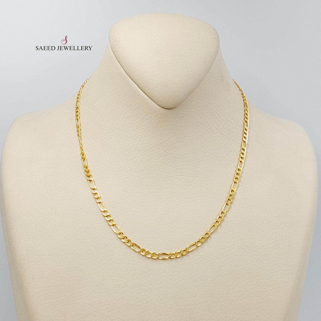 (3mm) Figaro Chain Made of 21K Yellow Gold by Saeed Jewelry-30902