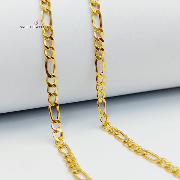 (3mm) Figaro Chain Made of 21K Yellow Gold by Saeed Jewelry-30902