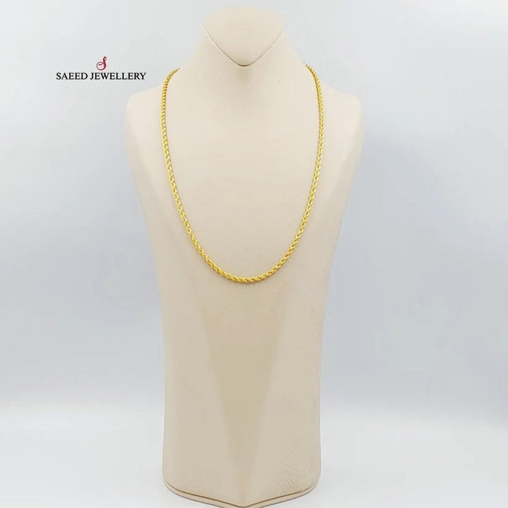 (3mm) Rope Chain 60cm Made Of 21K Yellow Gold by Saeed Jewelry-28657