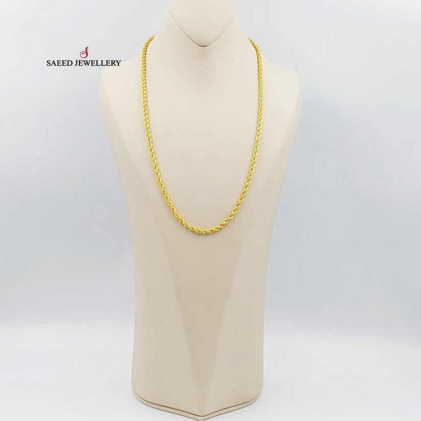 (3mm) Rope Chain 60cm Made Of 21K Yellow Gold by Saeed Jewelry-28657