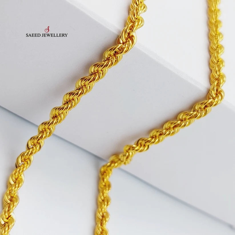 (3mm) Rope Chain 60cm Made Of 21K Yellow Gold by Saeed Jewelry-28657