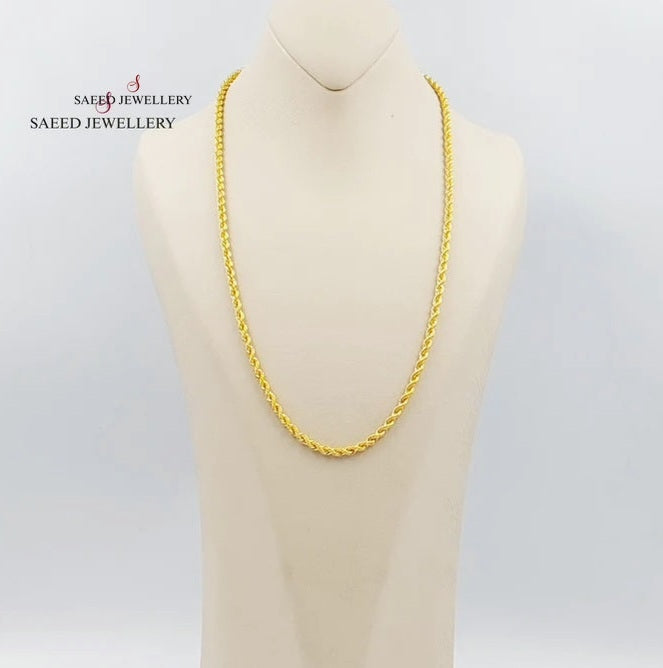 (3mm) Rope Chain 60cm Made Of 21K Yellow Gold by Saeed Jewelry-28657