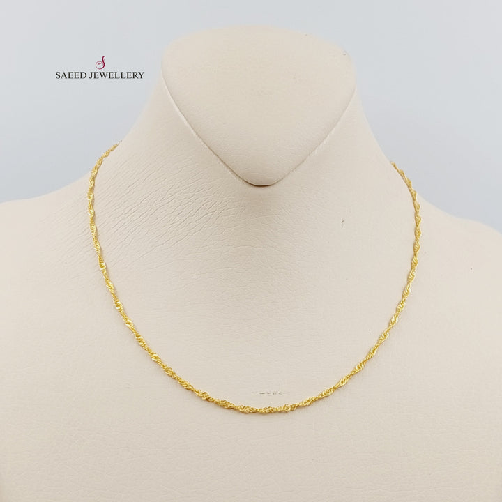 (3mm) Singapore Chain <span style="font-size: 0.875rem;">Made of 21K Yellow Gold</span> by Saeed Jewelry-singapore-chain