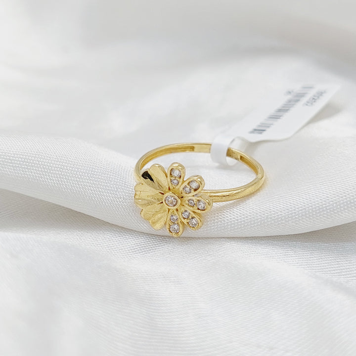Zircon Studded Rose Ring  Made Of 18K Yellow Gold by Saeed Jewelry-30252