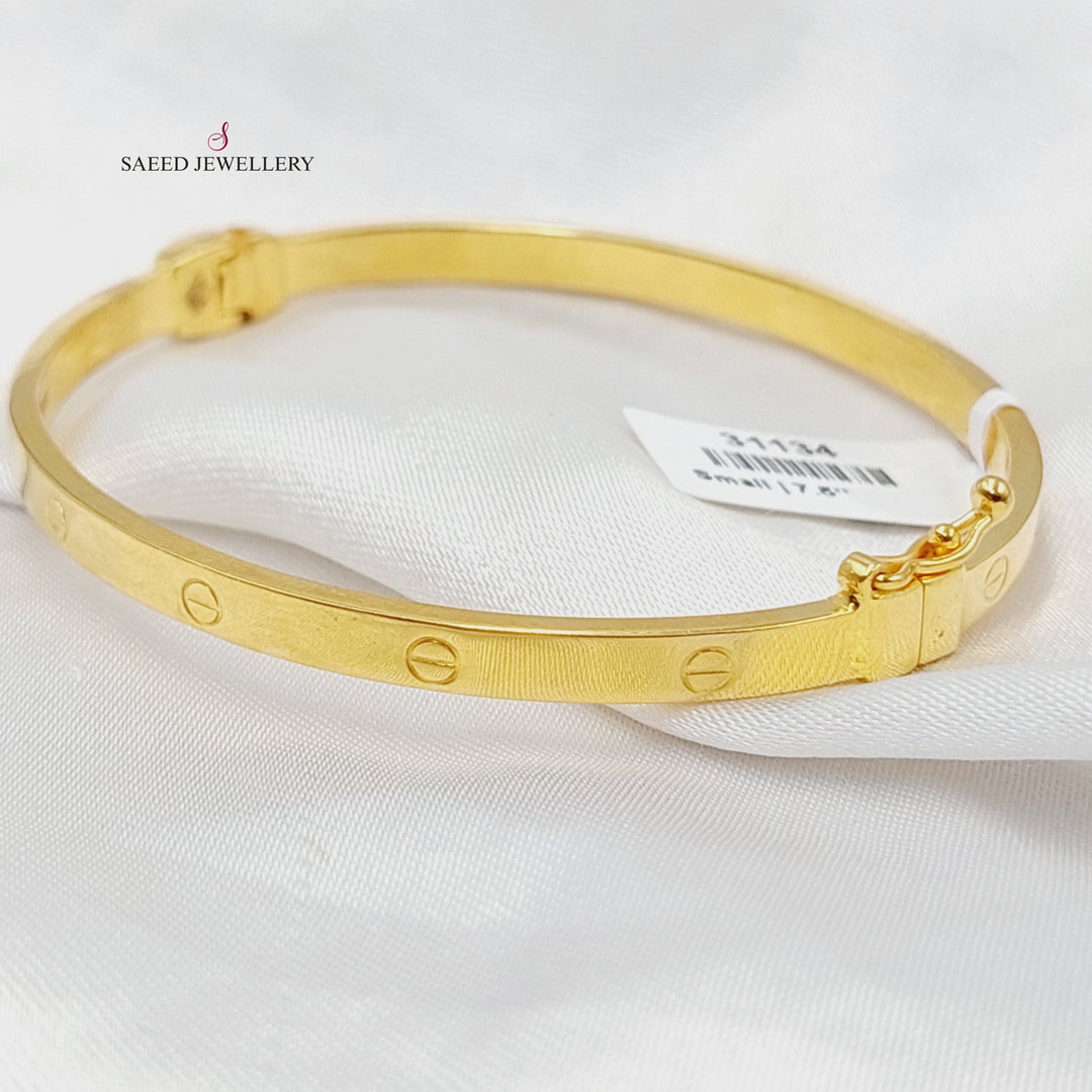 (4mm) Figaro Bangle Bracelet  Made of 21K Yellow Gold by Saeed Jewelry-31132