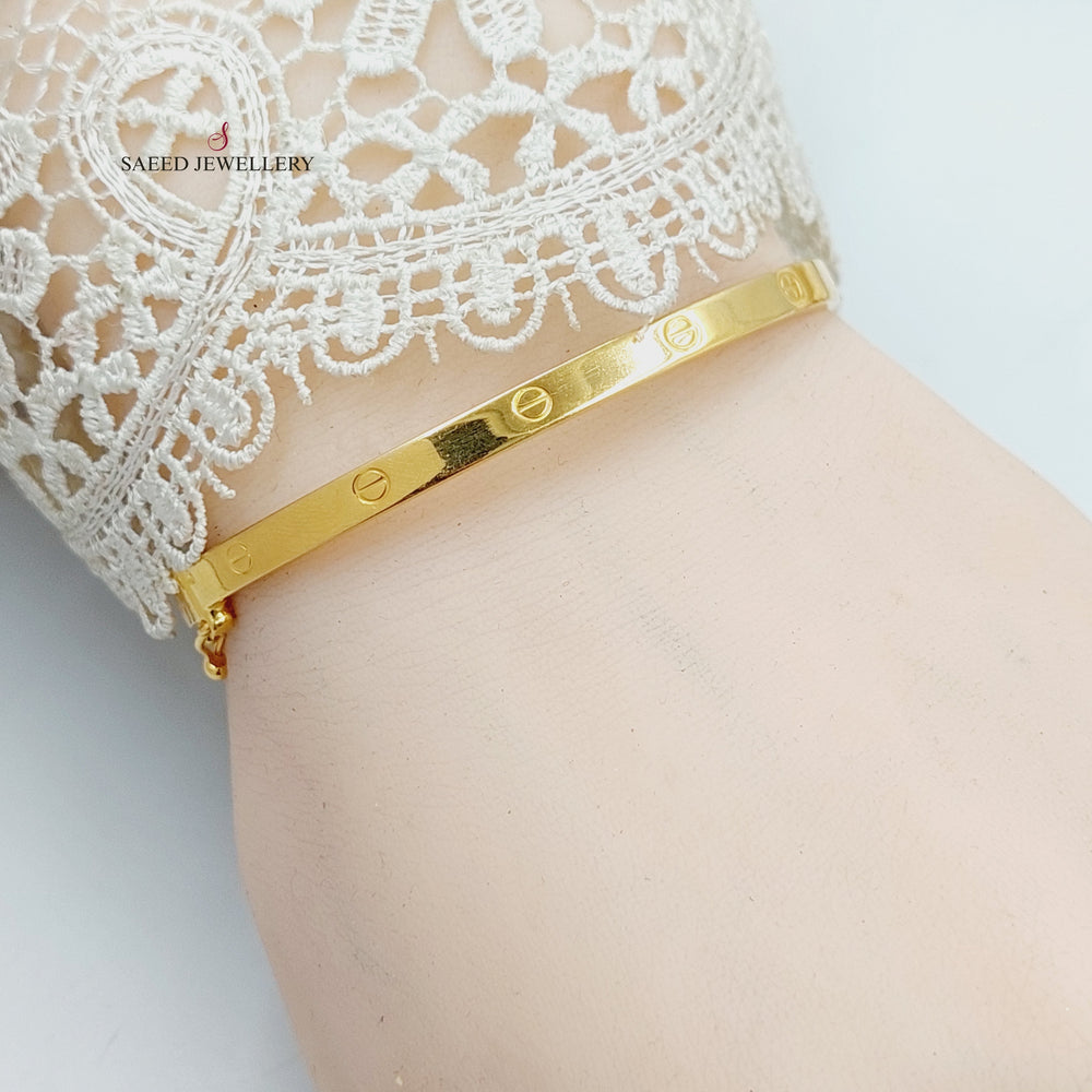 (4mm) Figaro Bangle Bracelet  Made of 21K Yellow Gold by Saeed Jewelry-31134