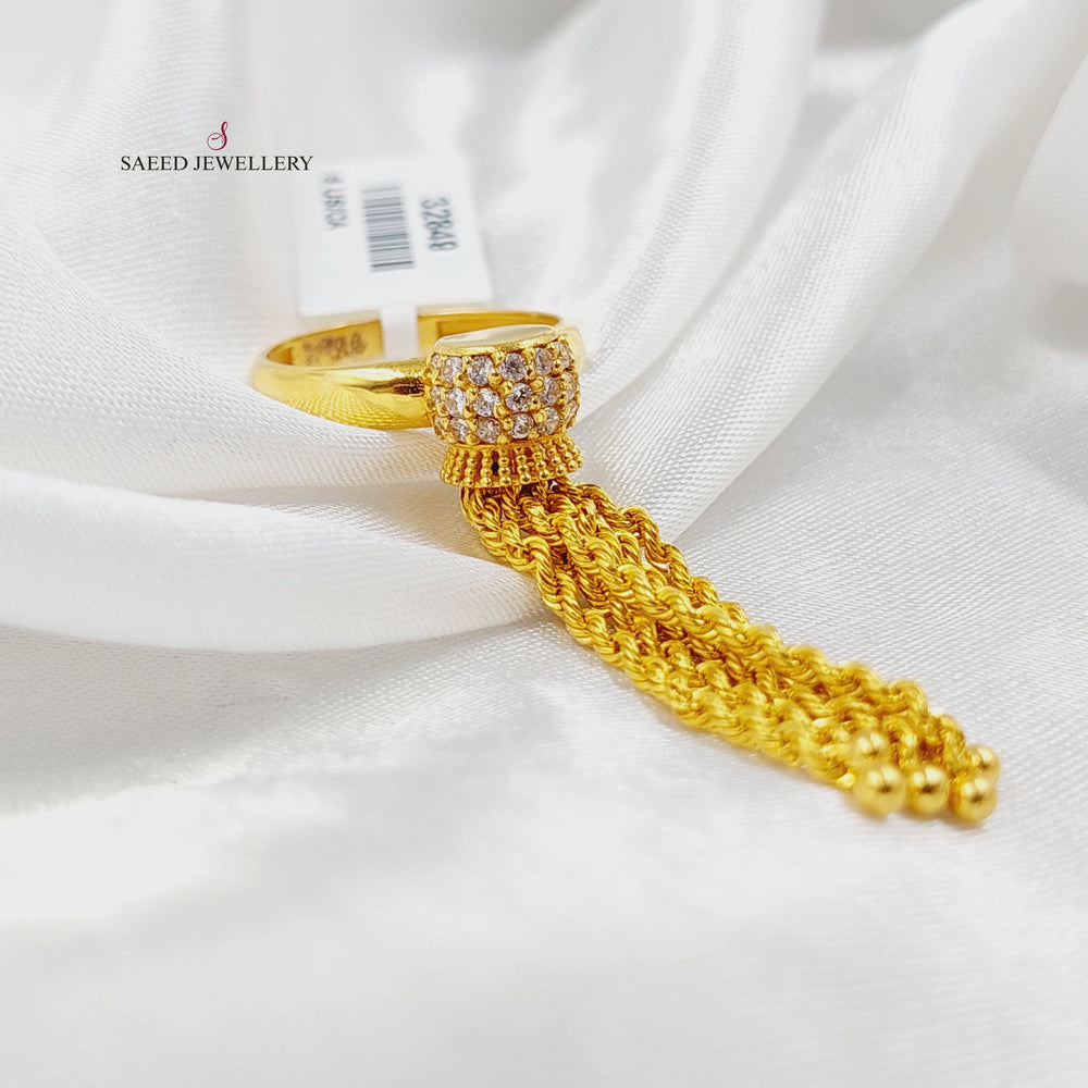 21K خاتم جدل مرصع-مجوهرات الشيخ سعيد-Saeed Jewelry 